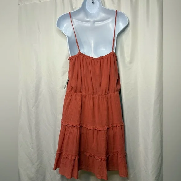 NWT Express Burnt Orange Tiered Dress by Size Large - Picture 2 of 2